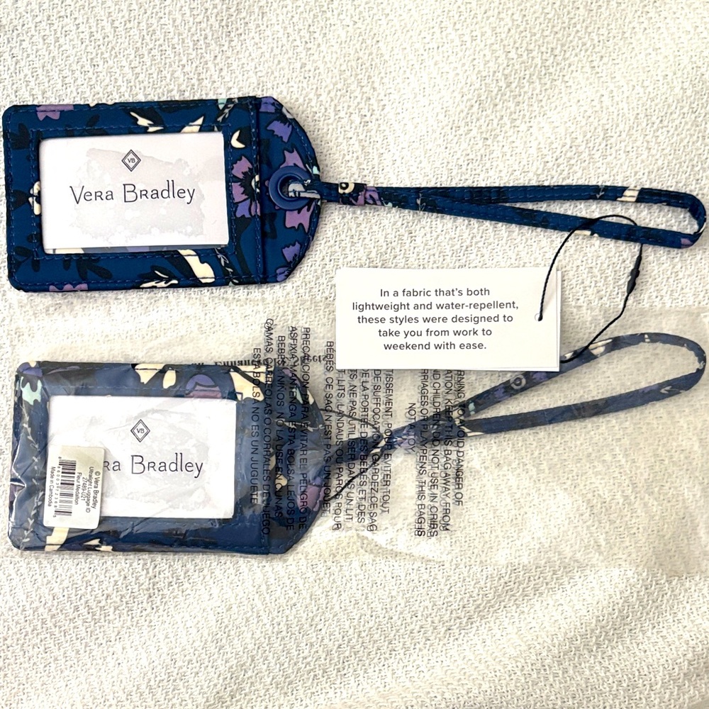 Vera Bradley Purple and Blue “Fleur Medallion”Luggage Tags
